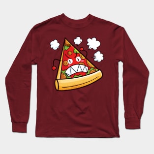 Sharp Teeth Red Angry Pizza Long Sleeve T-Shirt